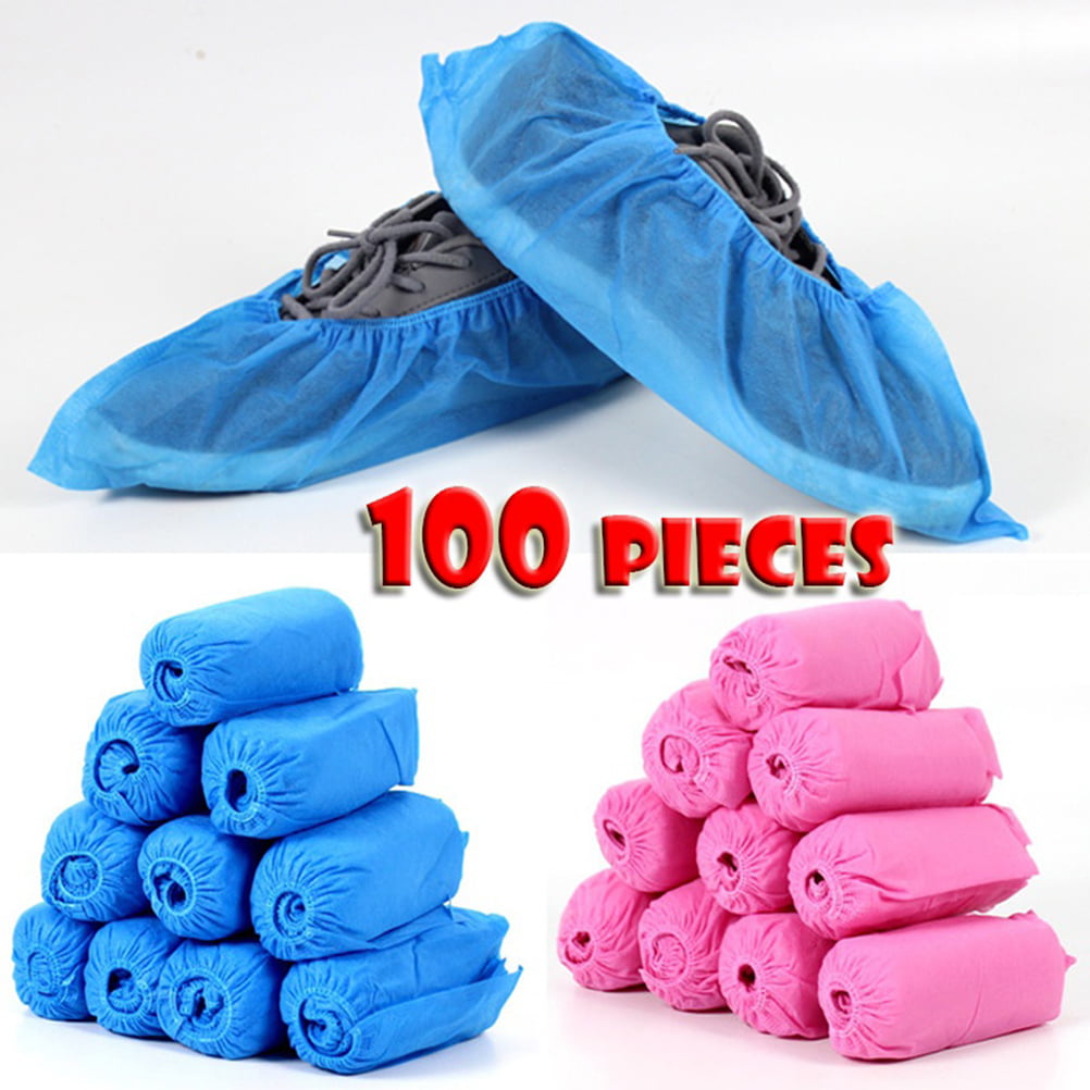 100Pieces Non-woven Fabric Disposable Shoe Covers Breathable Dustproof Anti-slip 