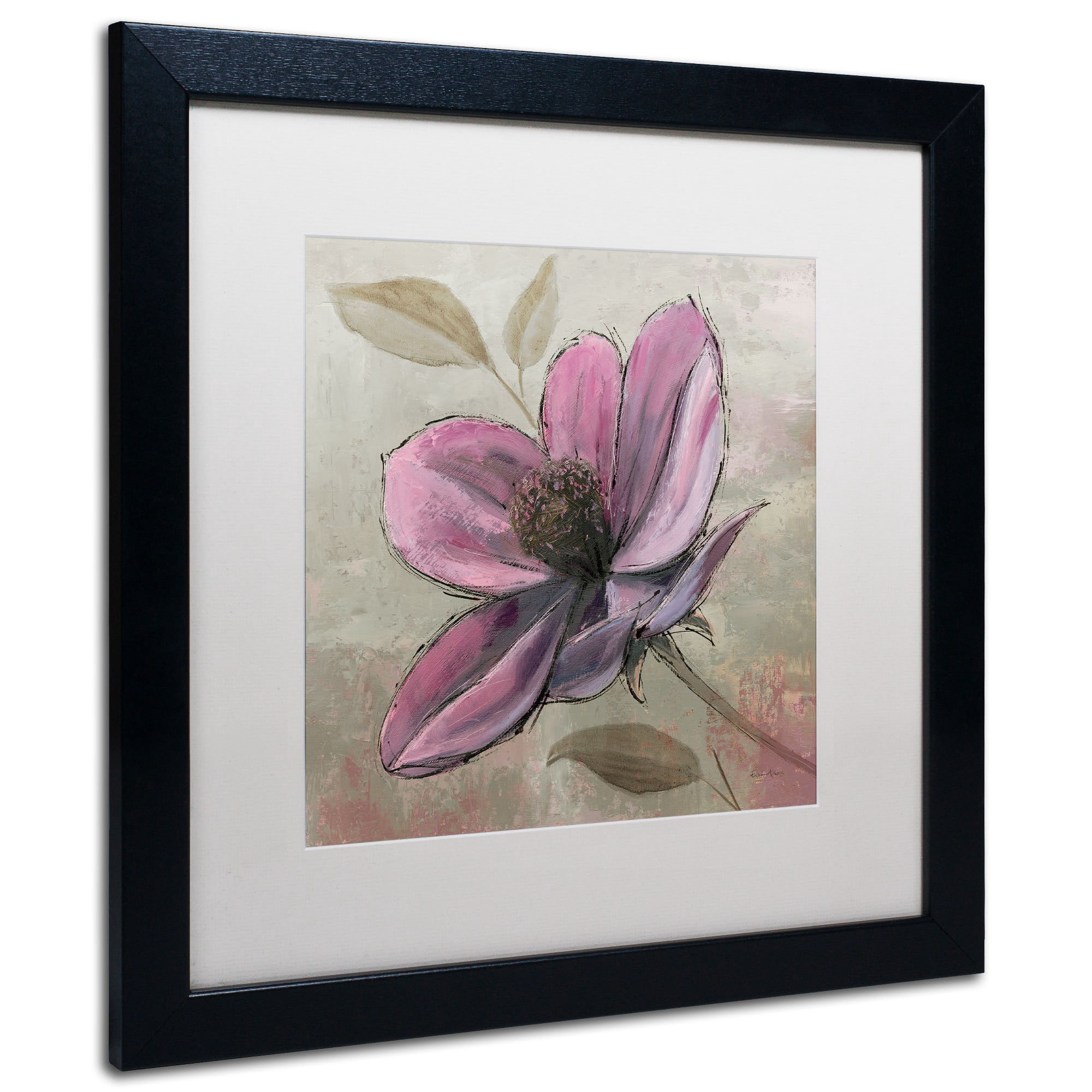 Trademark Fine Art "Plum Floral III" Canvas Art by Emily Adams, White Matte, Black Frame