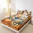 thumbnail image 3 of Manfei Classic Halloween Pumpkin Lantern Bed Sheets,Hello Fall Foliage Print Full Size Sheets,4 Pieces,1 Flat Sheet,1 Fitted Sheet and 2 Pillowcases, 3 of 6