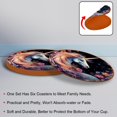 thumbnail image 4 of Unicorn Round Coasters Set of 6, Microfiber Leather Drink Coasters, 11x11 cm/4.3x4.3 in, Table Coasters for Glasses, Cups, Mugs - Black, 4 of 6