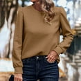 thumbnail image 2 of Besolor Womens Fall Tunic Tops Round Neck Long Sleeve Basic Shirt Casual Loose Solid Color Pullover Blouse, 2 of 9