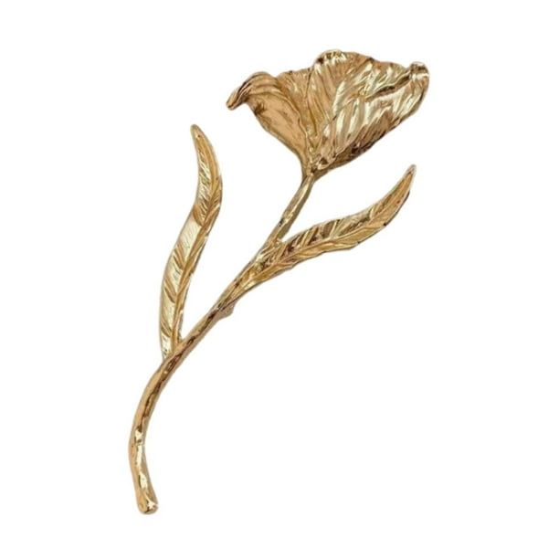 Broche grande de metal con flor grande para mujer, accesorios creativos de moda. dorado