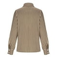 thumbnail image 6 of Lenpel Button down Shirts for Women Long Sleeve Collared Striped Business Casual Tops Trendy Work Blouses Loose Dress Shirts(Brown,XX-Large), 6 of 7