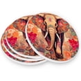 thumbnail image 3 of Coolnut Cute Elephant Coaster, Drinks Round Absorbent Stone Set with Ceramic Stone and Cork Base, Tabletop Protection Mats and Cups Place for 2PCS Home Decor, 3 of 6