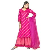 Elina Fashion Kurti for Female With Palazzo Dupatta | Pink Woven
