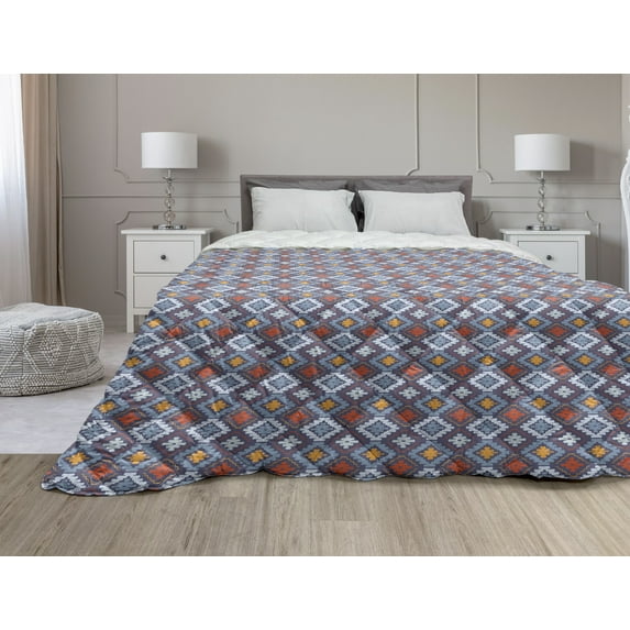 Colorful Down Alternative Comforter, Ornament Design Motifs Inca Mayan Cultures, Microfiber Quilt for All Season, 5 Sizes, Multicolor, by Ambesonne