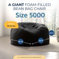thumbnail image 3 of Ultimate Sack 5000 5-Foot Bean Bag Chair Oversized Foam Lounger, Black Suede Cover, 3 of 6