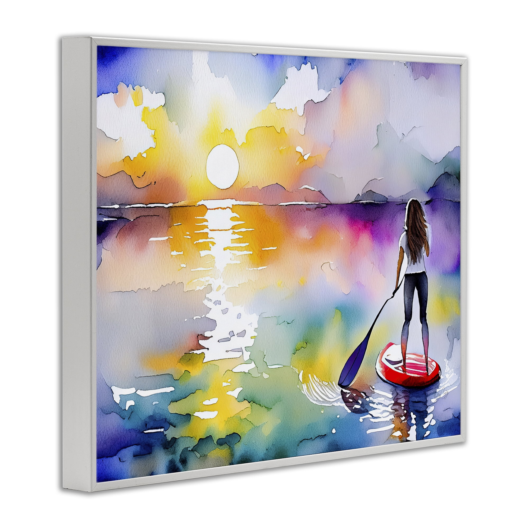 Stupell Industries Sunset Paddle Drift White Framed Giclee Art, design by Shelly Craig