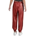 thumbnail image 2 of Rswnyirn Enfants Filles Garçons Pantalon Sarouel Métallique Brillant Hip-Hop Jazz Danse de Rue Disco Fête Performance Pantalon Tenue de Danse Rouge 100, 2 of 5