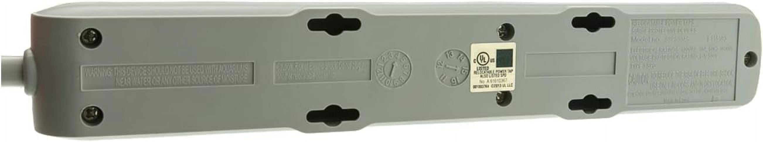 CableWholesale's Surge Protector, Flat Rotating Plug, 6 Outlet, Gray Horizontal Outlets, Plastic, Power Cord 6 foot