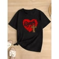thumbnail image 2 of Women'S Casual T-Shirt with Geometric Jesus Heart Print, Knit Fabric with Slight Stretch, Crew Neck, Short Sleeve, Regular Length, Fashionable & Comfortable Spring/Summer Top Tee For Adult, Men, Wome, 2 of 7