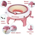Bimiti 48 Needles Knitting Machine Pink DIY Weaving Loom, Beginner's Craft Kit for Children