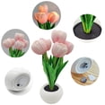 thumbnail image 3 of Lámpara de mesa con flores, tulipán, luz LED de noche para escritorio, decoración del hogar, sala de estar, flores artificiales, 3 of 8
