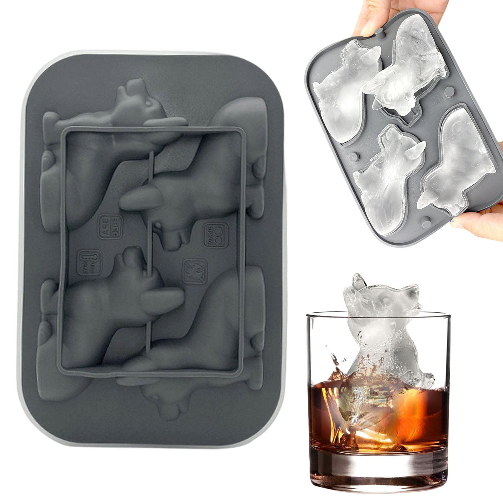 Ice Cube Mold Silicone Ice Cube Mold Ice Cube Tray Large Ice Cube Mold 4PC Silicone Dog Ice Grid Ice Mold Silica Gel