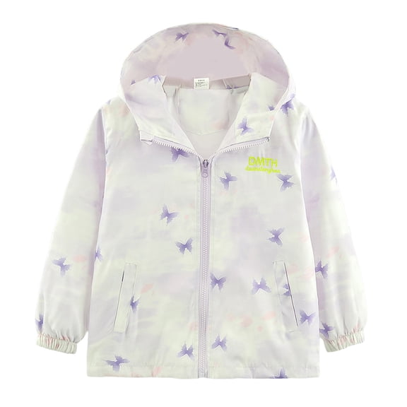 Shadoumai Girls Windbreaker Jacket With Gradient Print Autumn Lightweight Outerwear for Children Casual Hooded Coat Girls Clothes Size 14-16