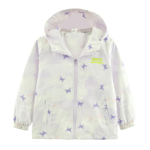 Veste Coupe-Vent pour Filles avec Imprimé Dégradé, Manteau Léger d'Automne Décontracté à Capuche