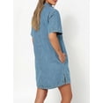 thumbnail image 7 of EMMIOL Women's Button Down Denim Dress Short Sleeve Babydoll Mini Jean Shirt Dress Fall Casual Trendy Outfit, 7 of 7