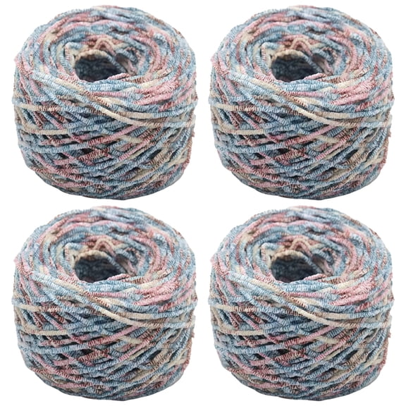 Soft Chunky Chenille Yarn 4-Pack, Multi-Color Gradient Polyester for Crochet & Knitting Blankets Scarves Pillows, Beginner Friendly