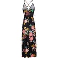 thumbnail image 4 of HKEJIAOI Robes Décontractées pour Femmes Robe d'Anniversaire Mode Femme Col en V Sans Manches Imprimé Floral Robe à Bretelles Décontractée Longue Maxi Robe Soldes Liquidation Multicolore, 4 of 8
