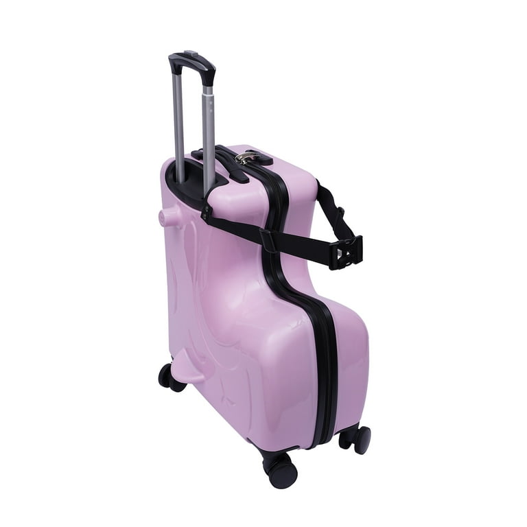 Anqidi 20 Kids Ride On Suitcase, Portable Universal Wheel Trolley Luggage  Case Horse Shape Children Travel Suitcase w/Lock Pink