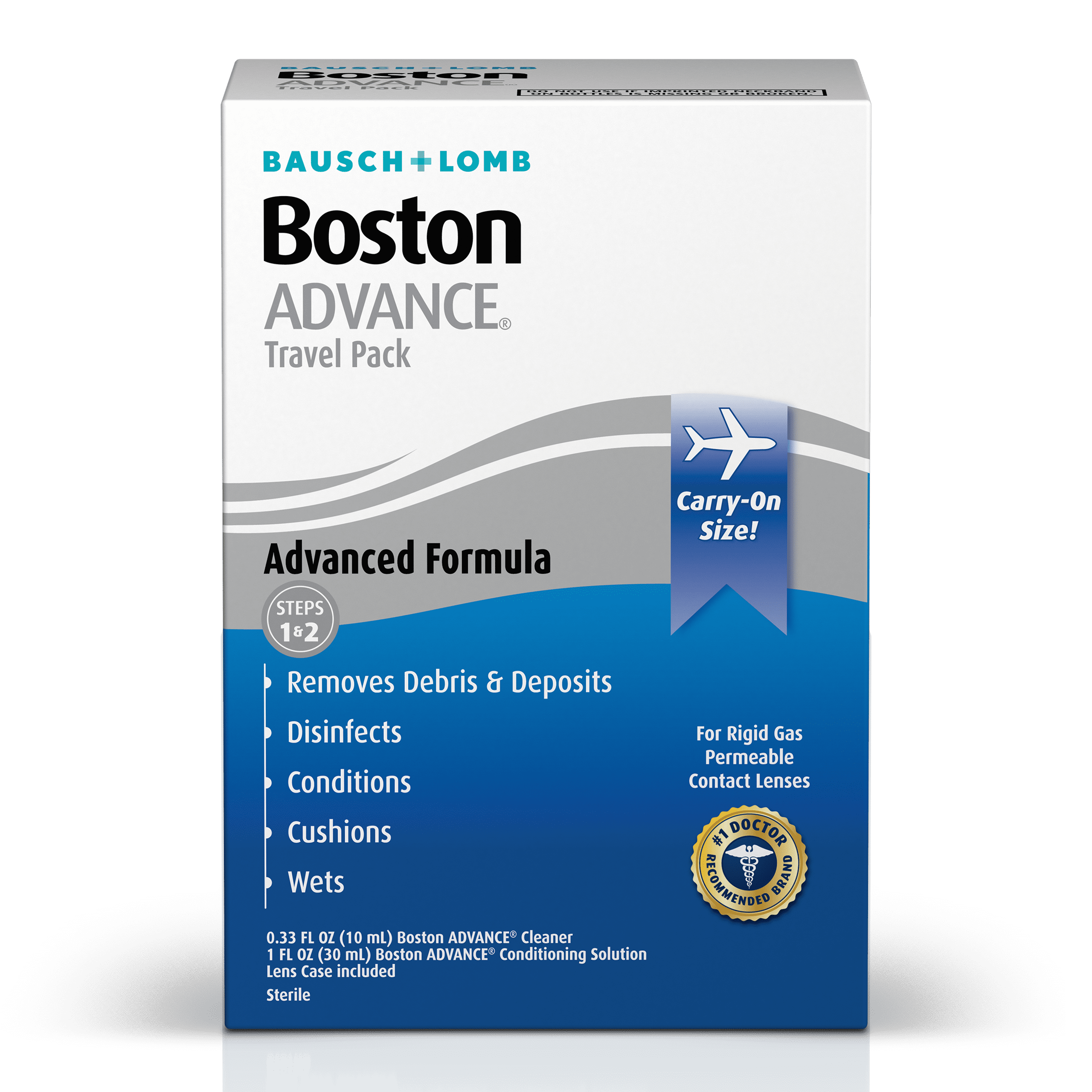 Boston ADVANCE Formula Contact Lens Solution Travel Pack – Complete Contact Lens Cleaning and Care Kit for Rigid Gas Permeable Lenses – from Bausch + Lomb