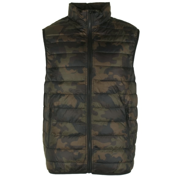 Maximos Men's Sleeveless  Zip Up Front Pocket Mock Neck Puffy Vest Camouflage 2XL
