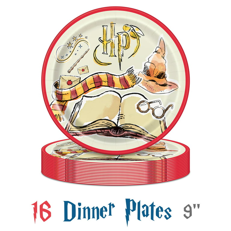 Harry Potter Hogwarts United Party Supplies Pack Serves 16: 9 Plates  Luncheon Napkins Cups and Table Cover - Includes Birthday Candles