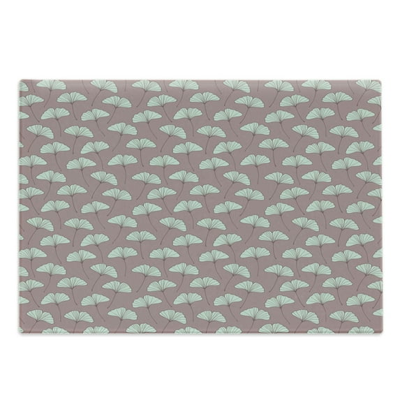Botanical Cutting Board, Ginkgo Leaves Pattern Retro Effect Garden Rural Field Flowers, Decorative Tempered Glass Cutting and Serving Board, Large Size, Mauve Taupe Mint Green, by Ambesonne