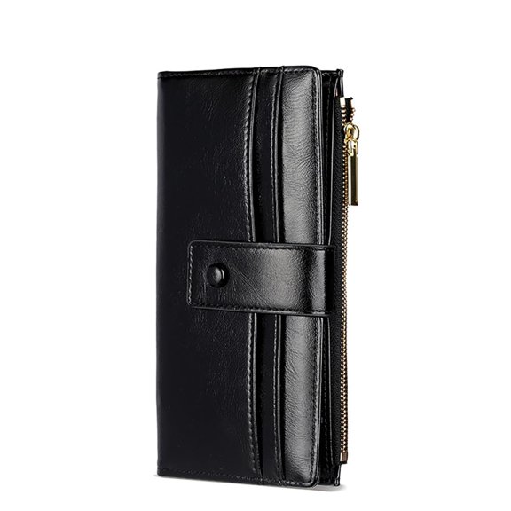 Lanola Women's RFID Blocking PU Leather Wallet Long Bifold Card Holder Ladies Wallet Purse Zipper Coin Pocket.
