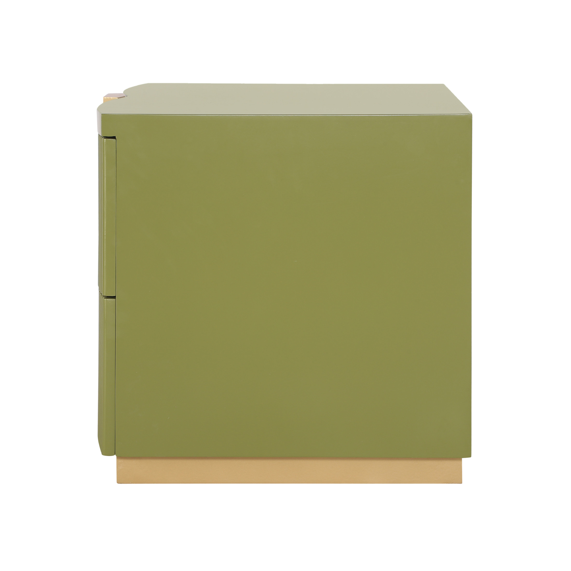 Christopher Knight Home 23.6" Modern Nightstand, 2-Drawer Fluted MDF Bedside Table, Olive Green