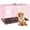 Pink, variant on XF XINFENG 24" Heavy-Duty Foldable Metal Dog Crate for Small Dogs - Double-Door Design Dog Cage Kennel w/Divider, Tray & Handle (Black)