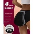 thumbnail image 3 of Women's Hipster Period Underwear Light Flow Postpartum Teens Menstrual Panties 3-Pack (Dark Vintage,Large), 3 of 5
