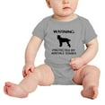 thumbnail image 2 of Warning: Protected by A Airedale Terrier Dog Funny Baby Romper Creeper (Gray,6-12 Months), 2 of 5