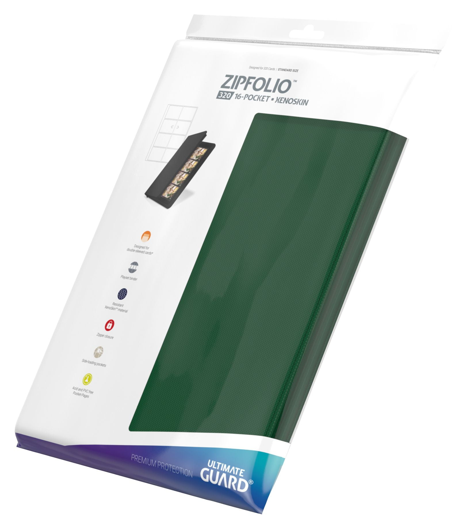 Ultimate Guard 8 Pocket Zipfolio Xenoskin Card Binder, Green