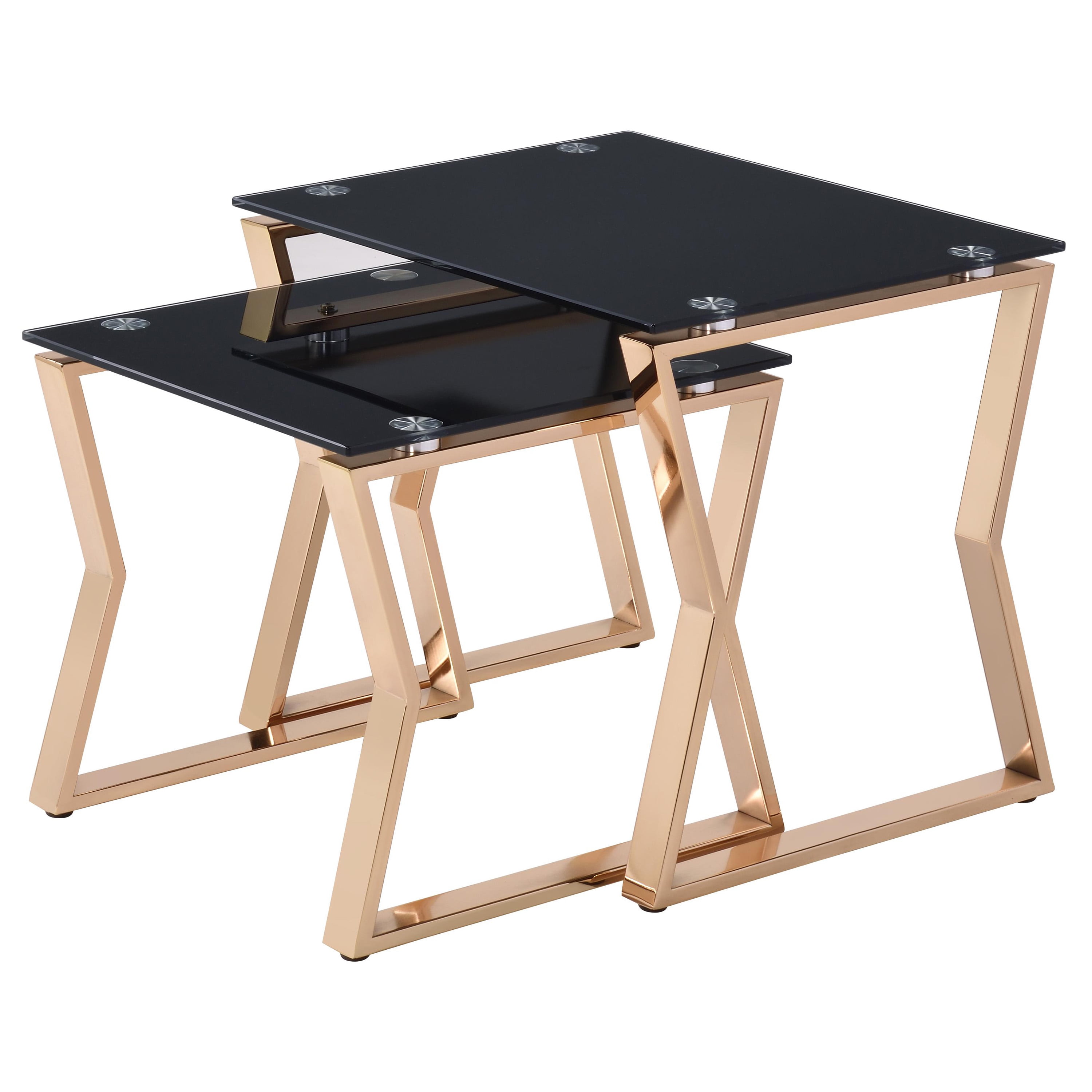 Furniture of America Bijou Contemporary Square Glass Nesting Tables