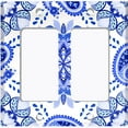 thumbnail image 6 of Metal Light Switch Plate Cover Mandala Blue White Snowflake Tile Pattern MDL088, 6 of 13