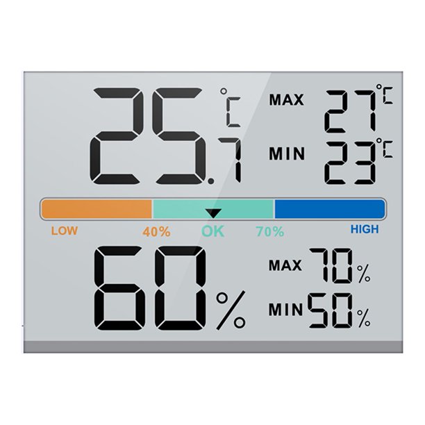 Termómetro higrómetro ZX756 Termómetro electrónico digital Higrómetro Fácil instalación, pantalla grande a color Pantalla clara Medidor de temperatura y humedad para dormitorios, cocinas, baños, salas