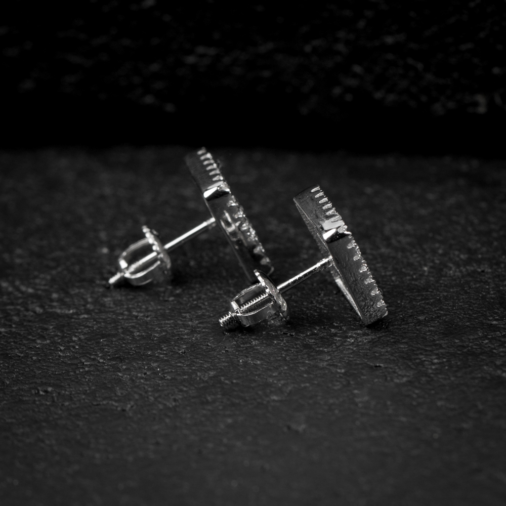Square 925 Sterling Silver Iced Cz Baguette Hip Hop Screw Back Men's  Stud Earrings