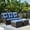Brown/Blue, variant on PARKWELL 3-Piece Patio Conversation Set,Cushioned Sofa with Ottomans,Outdoor Furniture Sets,Brown Wicker and Blue Cushion