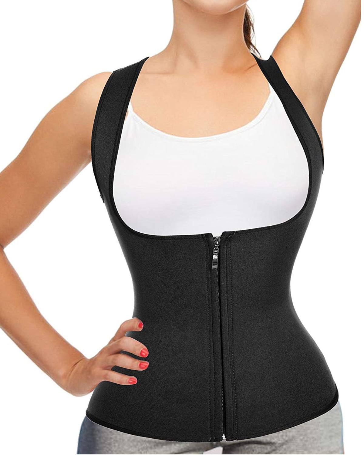FORENJOY Women Sauna Suit Sweat Vest Neoprene Waist Trainer Corset for Weight Loss Velcro Belt Workout Tank Top