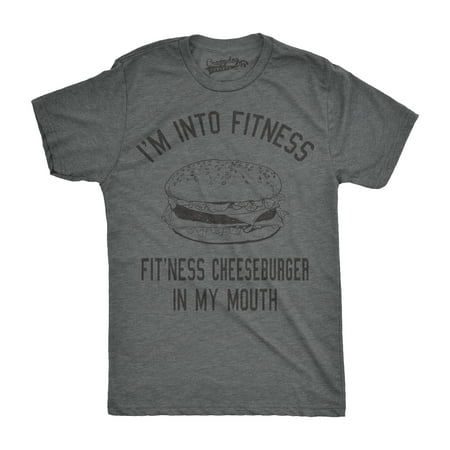 Mens Fitness Cheeseburger In My Mouth Tshirt Funny Junk Food Tee For