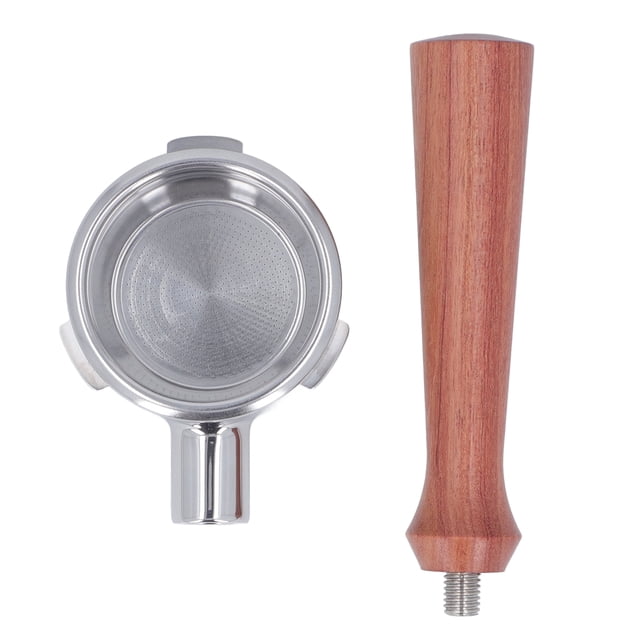 58mm Bottomless Portafilter Solid Wood Handle Stainless Steel Basket Detachable 3 Ear Coffee Portafilter for Barsetto F Brazilian Rosewood