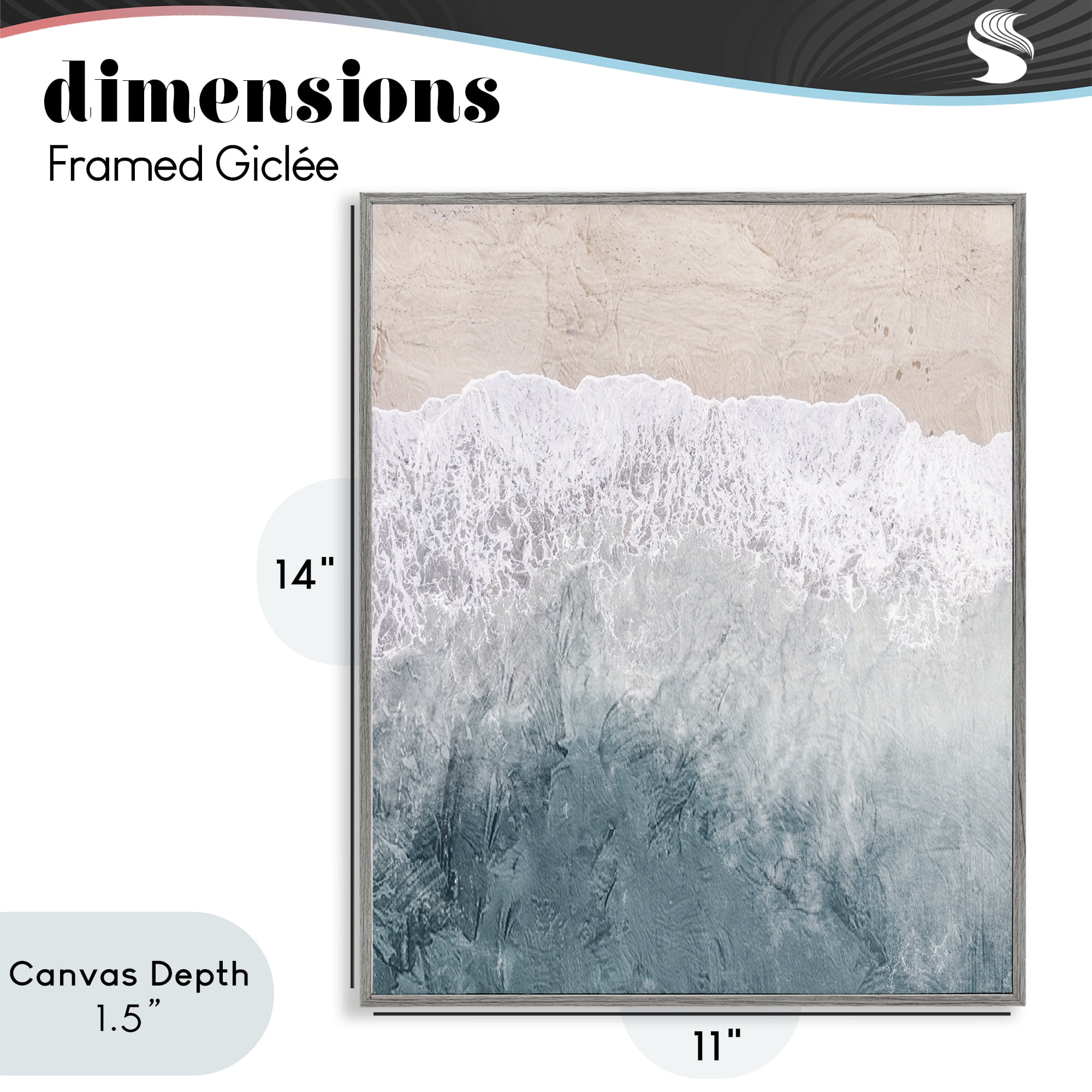 Stupell Industries Beach Top Shore Gray Framed Giclee Art, design by Kim Allen