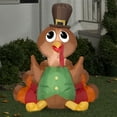 thumbnail image 2 of Gemmy Christmas Airblown Inflatable Turkey w/Green Vest, 3.5 ft Tall, Multi, 2 of 2