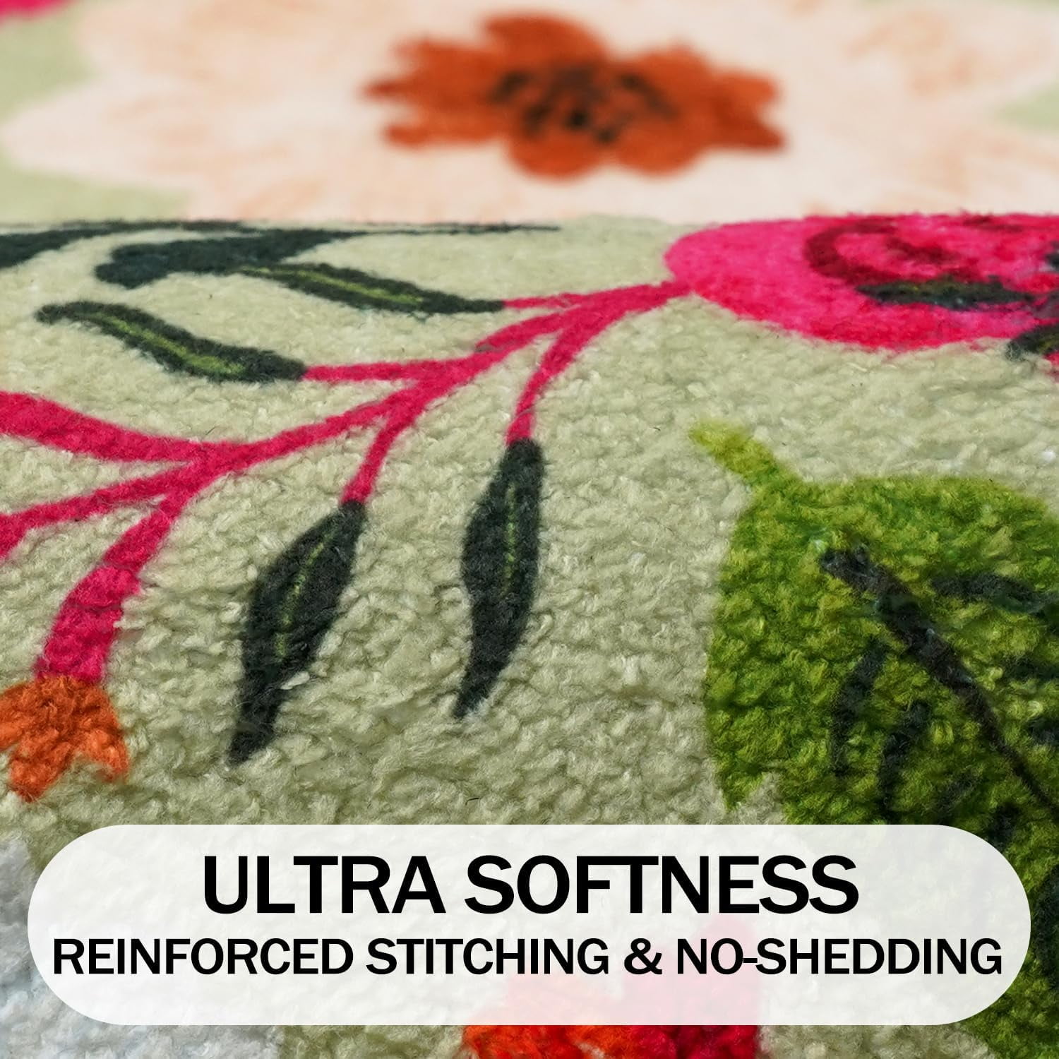 Flower Bathroom Runner Rug Non Slip, Large Long Bathroom Rug Cute Floral Bath Mat for Bedroom Hallway Kitchen, Soft Plush Washable Pink Shower Rug