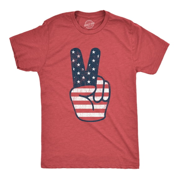 Mens Peace Sign American Flag T Shirt 4th Of July USA Patriotic Party Graphic Tee Graphic Tees