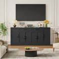 thumbnail image 2 of Hiphuta 70.8"W Large Buffet Cabinet with Storage, Modern Farmhouse Sideboard with 6 Doors, Coffee Bar for Kitchen Dining Room Living Room, Black, 2 of 7