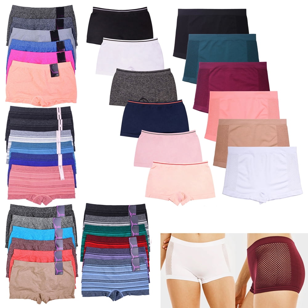 ATB 6 Pack Seamless Boyshorts Womens Underwear Lot Booty Panties