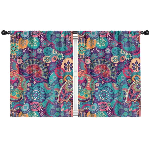 Blackout Kids Curtains,Purple Pioneer Flower and Paisley Pattern Childrens Insulated Curtains Set Of 2,Bedroom Essentials,Toddler Room Decor 42x54in(106x137cm)