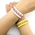 thumbnail image 2 of Genuine Leather Baseball Wristband Team Bracelet Red Line Softball Sport Jewelry, 2 of 9